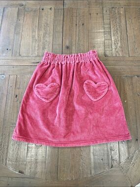 Bonton corduroy heart pocket paperbag skirt girls 12 pink